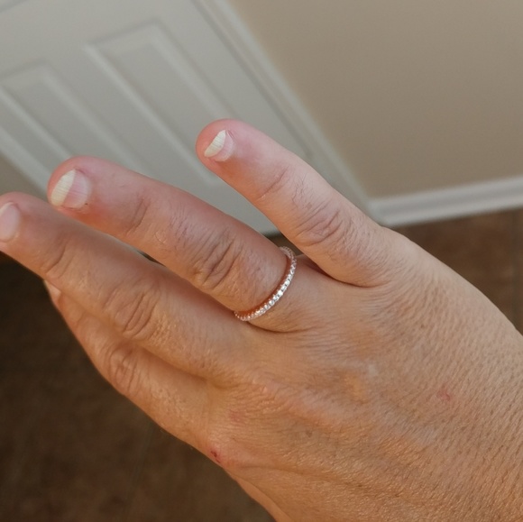 14K Rose Gold Simulated Diamond Band - Picture 7 of 7